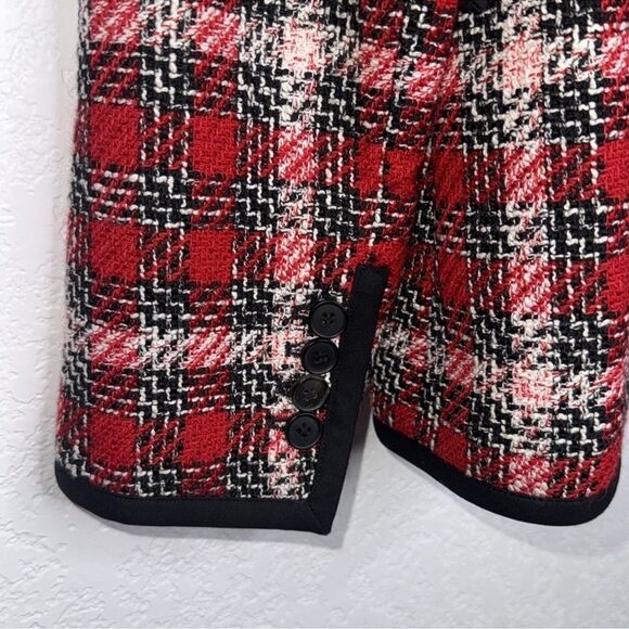 NWT VERONICA BEARD HARRIET CUTAWAY DICKEY BLAZER JACKET PLAID CHECK TWEED RED 8 - Picture 8 of 15